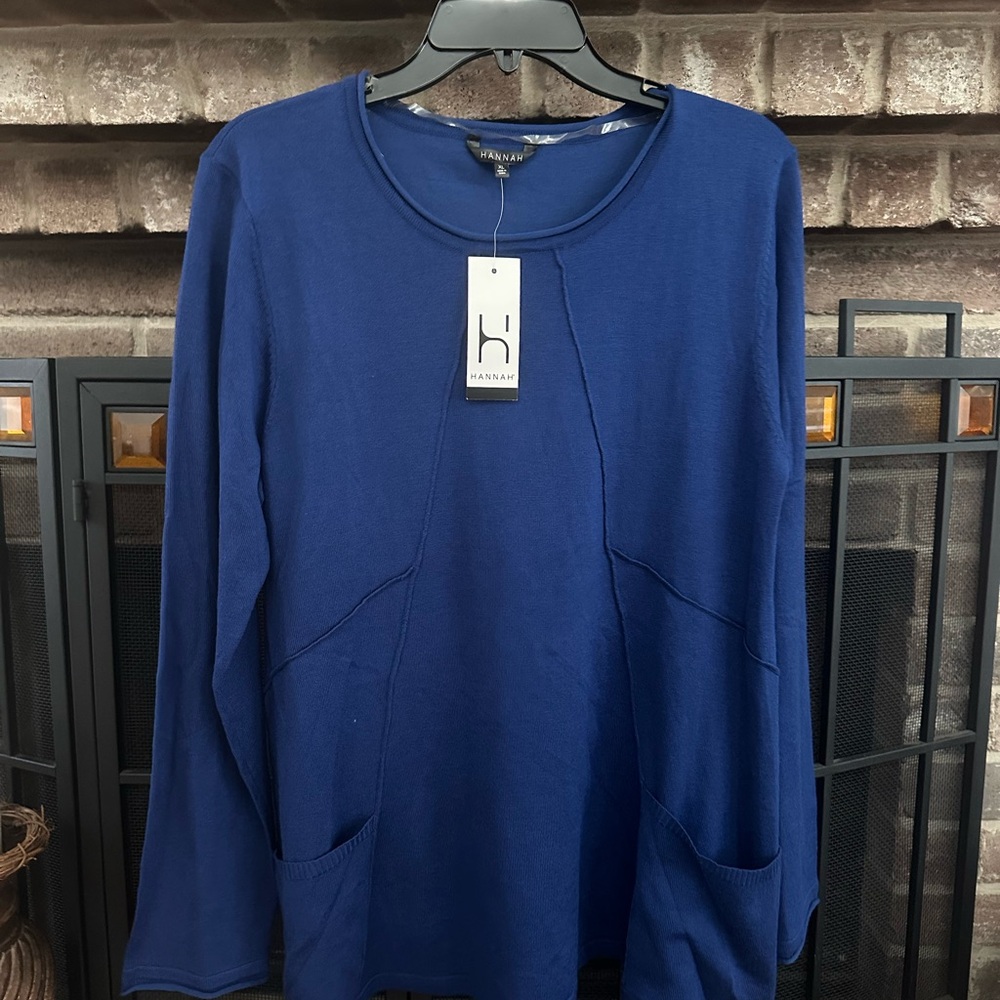 Hannah Women's Deep Blue Crew Neck Sweater